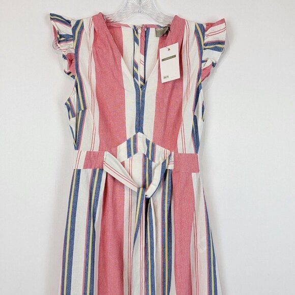 ASOS DESIGN Maternity Maxi Dress Womens Size 2 Tie Front Linen Stripe Cotton - Picture 5 of 15